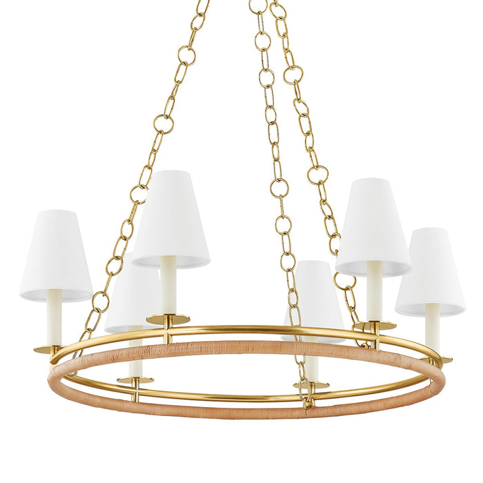 Hudson Valley 4406-AGB Six Light Chandelier, Aged Brass
