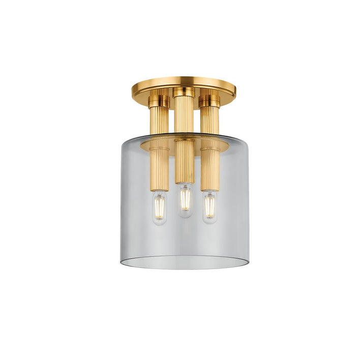 Hudson Valley 5133-AGB Three Light Flush Mount, Aged Brass