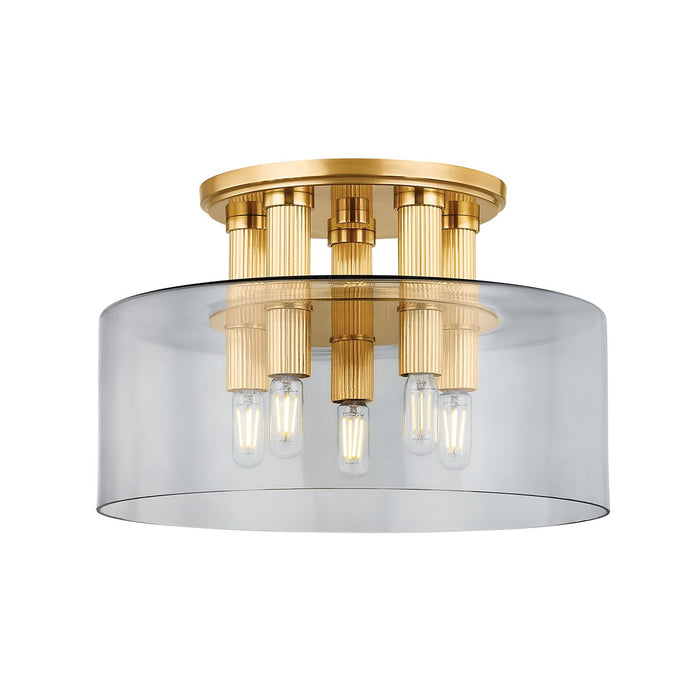 Hudson Valley 5135-AGB Five Light Flush Mount, Aged Brass