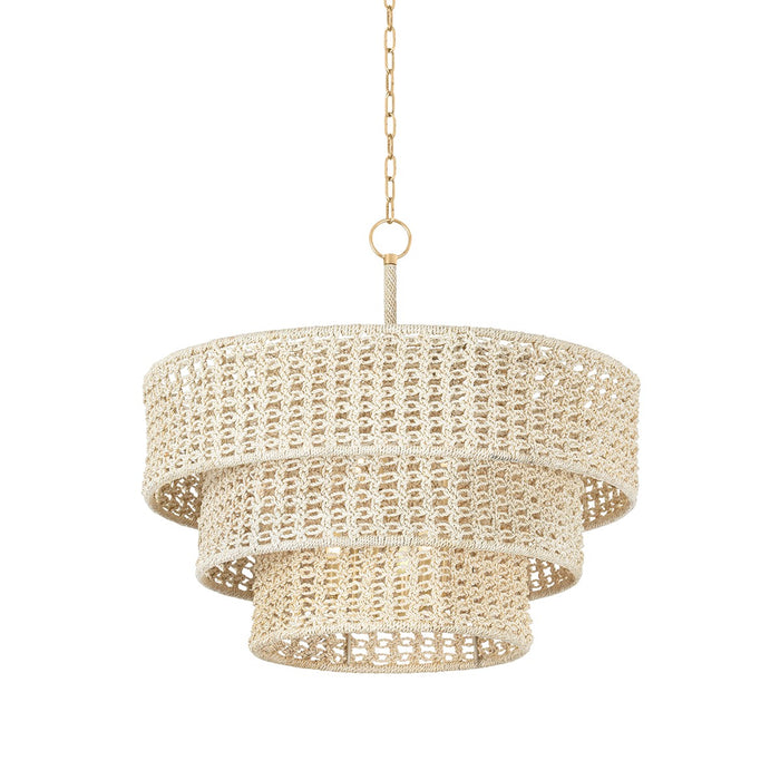 Hudson Valley 5832-VGL Six Light Pendant, Vintage Gold Leaf