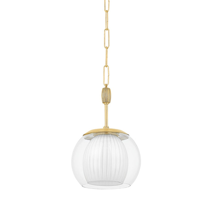 Hudson Valley 7310-AGB One Light Pendant, Aged Brass