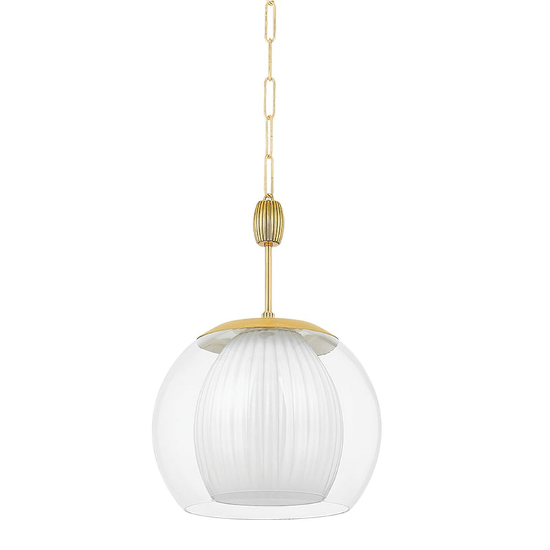 Hudson Valley 7317-AGB One Light Pendant, Aged Brass