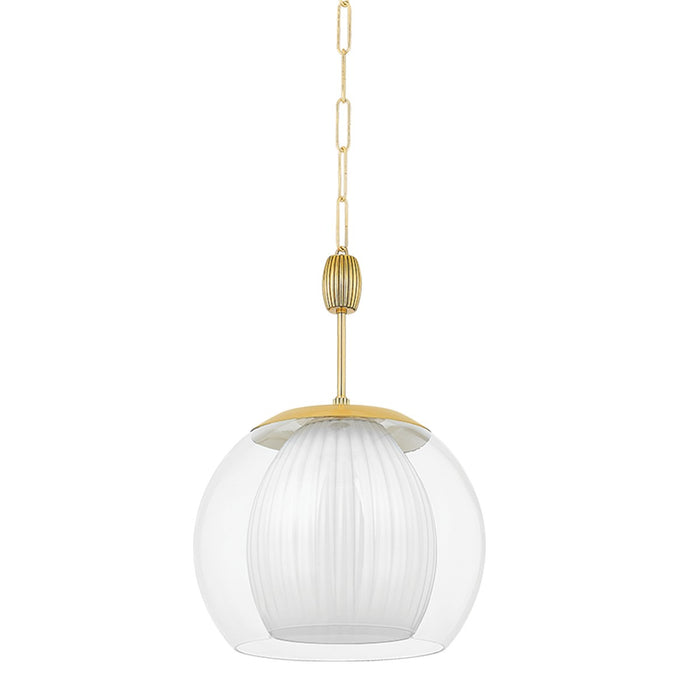 Hudson Valley 7317-AGB One Light Pendant, Aged Brass