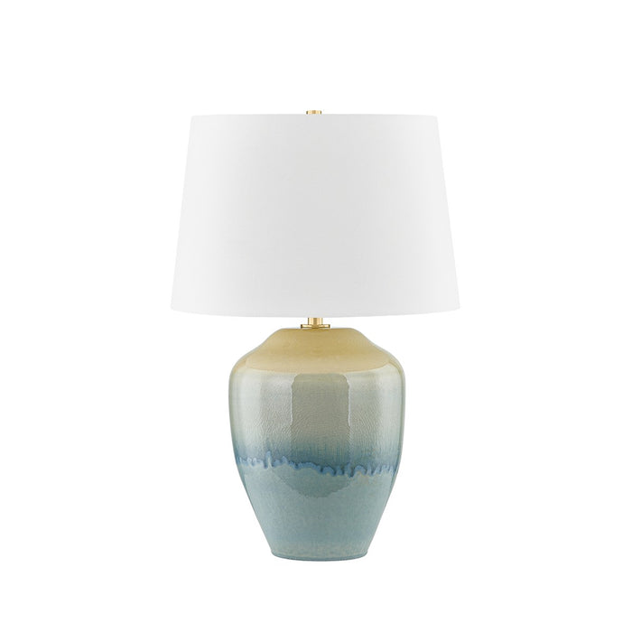 Hudson Valley L6329-AGB/C05 One Light Table Lamp, Aged Brass/Ceramic Crackle Emerald Tide