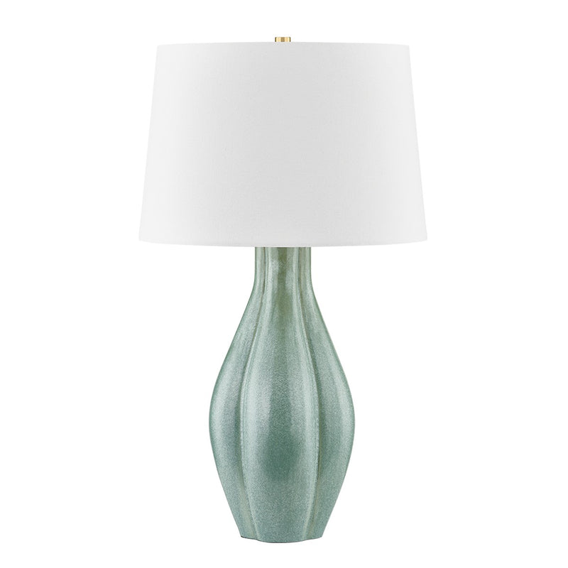 Hudson Valley L7231-AGB/C09 One Light Table Lamp, Aged Brass/Ceramic Moss Ivory