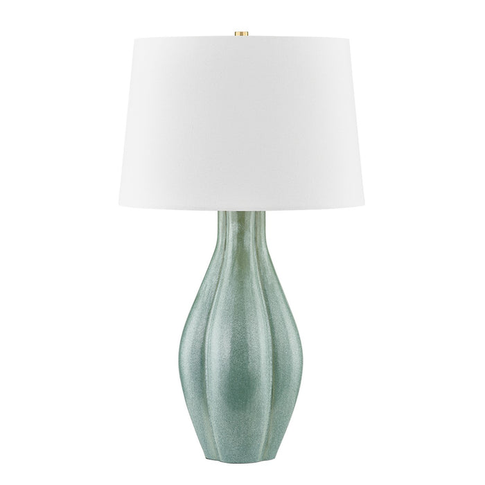 Hudson Valley L7231-AGB/C09 One Light Table Lamp, Aged Brass/Ceramic Moss Ivory