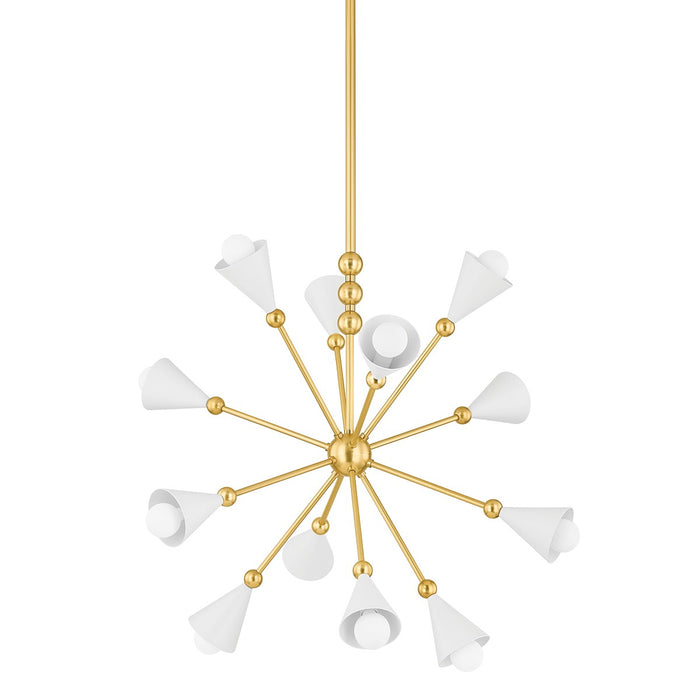 Mitzi H681812-AGB/SWH 12 Light Chandelier, Aged Brass/Soft White