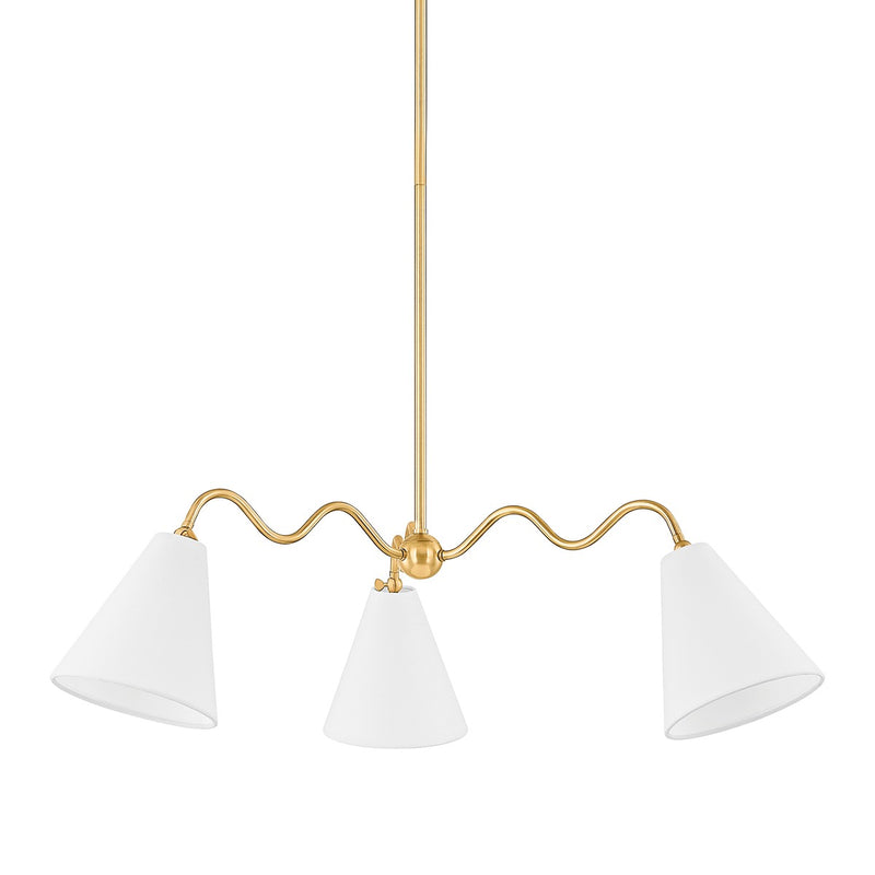 Mitzi H699803-AGB Three Light Chandelier, Aged Brass
