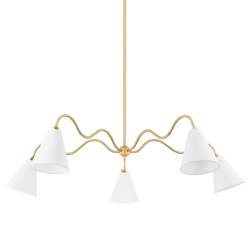 Mitzi H699805-AGB Five Light Chandelier, Aged Brass