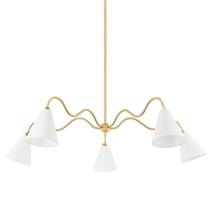 Mitzi H699805-AGB Five Light Chandelier, Aged Brass