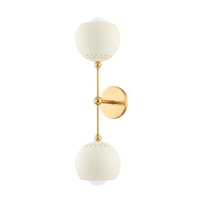 Mitzi H832102-AGB/SCR Two Light Wall Sconce, Aged Brass/Soft Cream