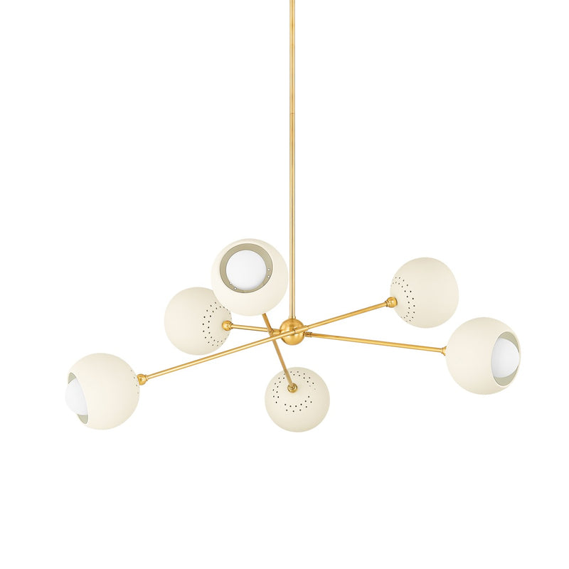 Mitzi H832806-AGB/SCR Six Light Chandelier, Aged Brass/Soft Cream
