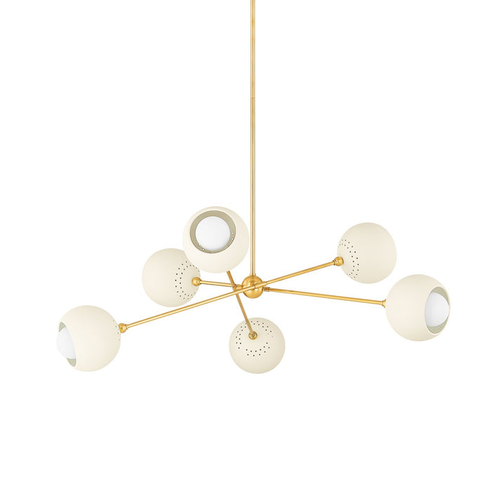 Mitzi H832806-AGB/SCR Six Light Chandelier, Aged Brass/Soft Cream