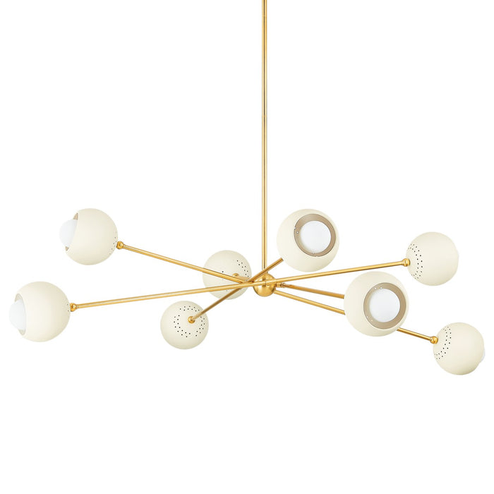 Mitzi H832808-AGB/SCR Eight Light Chandelier, Aged Brass/Soft Cream
