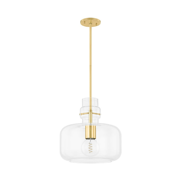 Mitzi H902701L-AGB One Light Pendant, Aged Brass