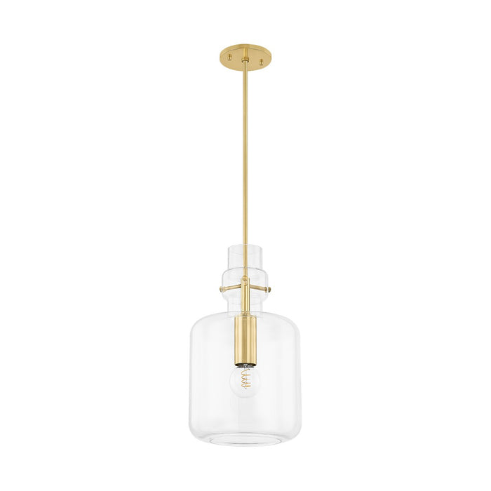 Mitzi H902701S-AGB One Light Pendant, Aged Brass