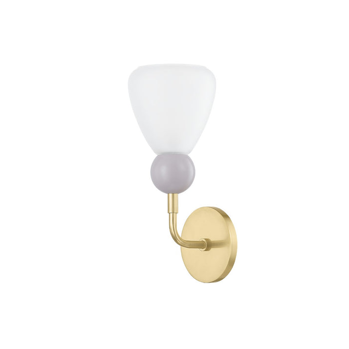 Mitzi H904101-AGB/SPG One Light Wall Sconce, Aged Brass/Soft Peignoir