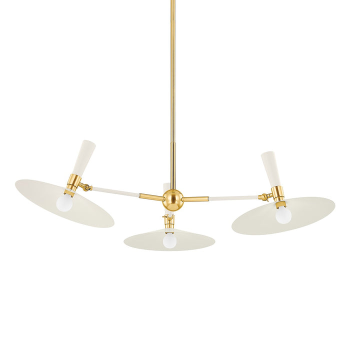 Mitzi H906803-AGB/SCR Three Light Chandelier, Aged Brass/Soft Cream