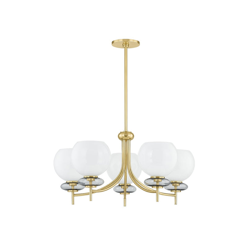 Mitzi H909805-AGB Five Light Chandelier, Aged Brass