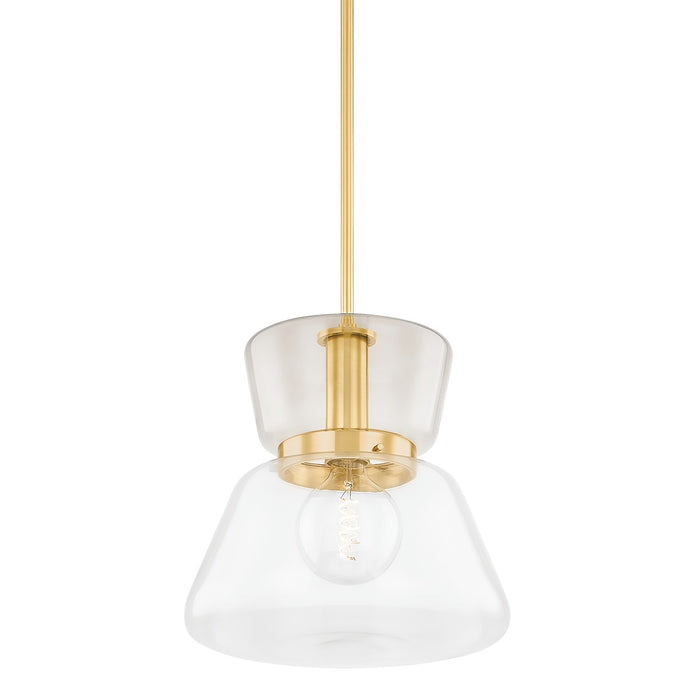 Mitzi H910701L-AGB One Light Pendant, Aged Brass