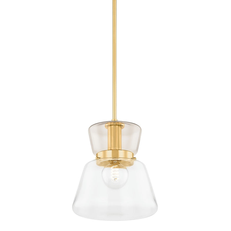 Mitzi H910701S-AGB One Light Pendant, Aged Brass