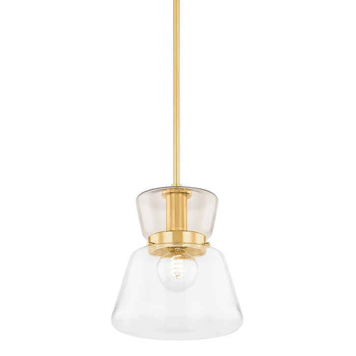 Mitzi H910701S-AGB One Light Pendant, Aged Brass