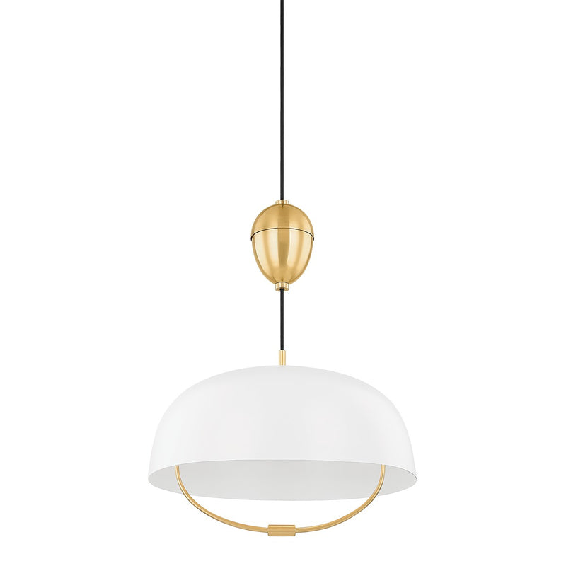 Mitzi H925701-AGB/SWH One Light Pendant, Aged Brass/Soft White