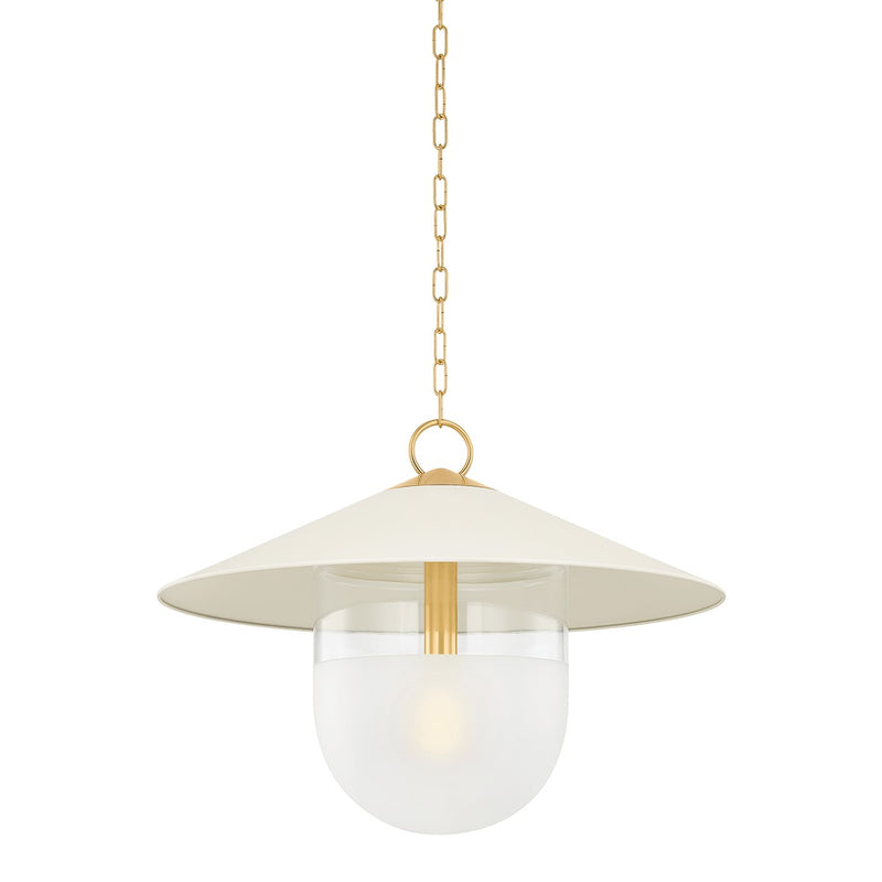 Mitzi H926701L-AGB/SCR One Light Pendant, Aged Brass/Soft Cream