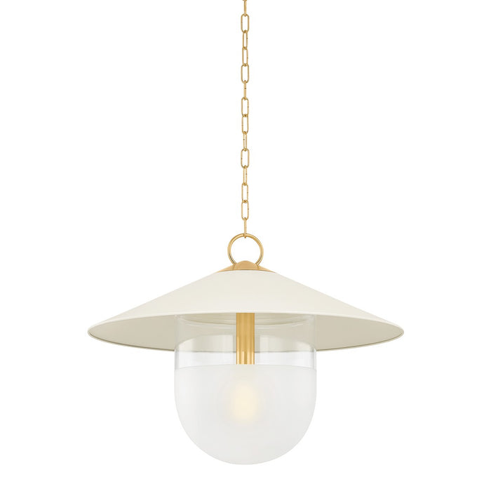 Mitzi H926701L-AGB/SCR One Light Pendant, Aged Brass/Soft Cream