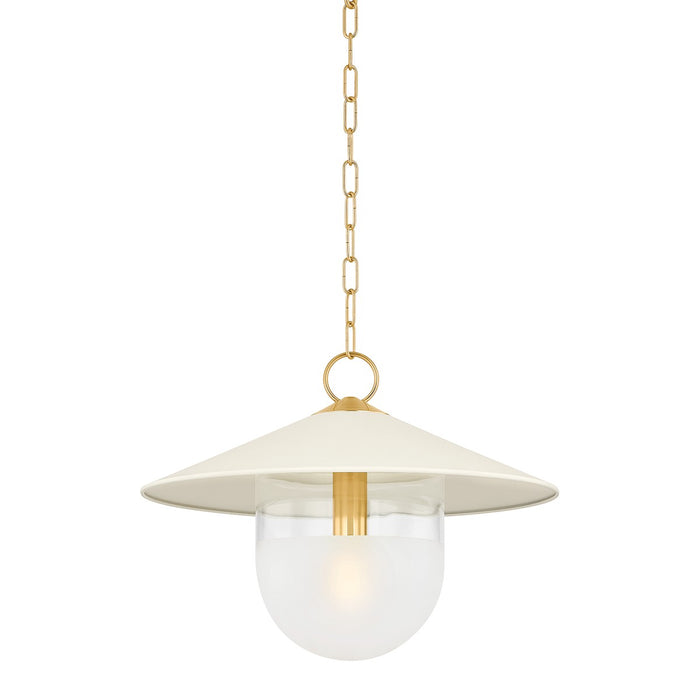 Mitzi H926701S-AGB/SCR One Light Pendant, Aged Brass/Soft Cream