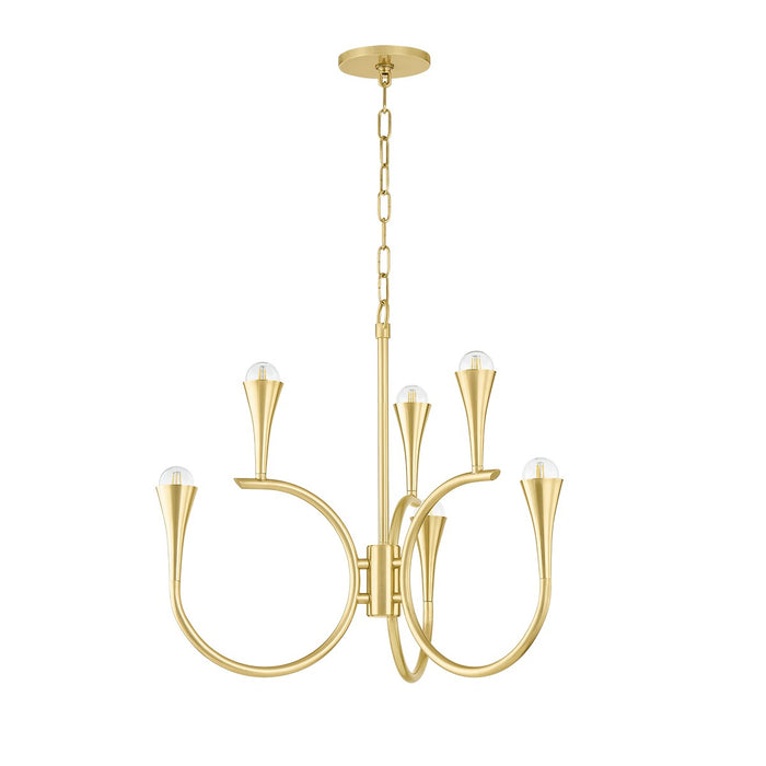 Mitzi H929806-AGB Six Light Chandelier, Aged Brass