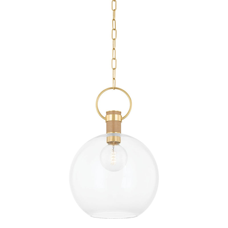 Mitzi H933701L-AGB One Light Pendant, Aged Brass