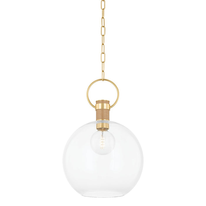 Mitzi H933701L-AGB One Light Pendant, Aged Brass