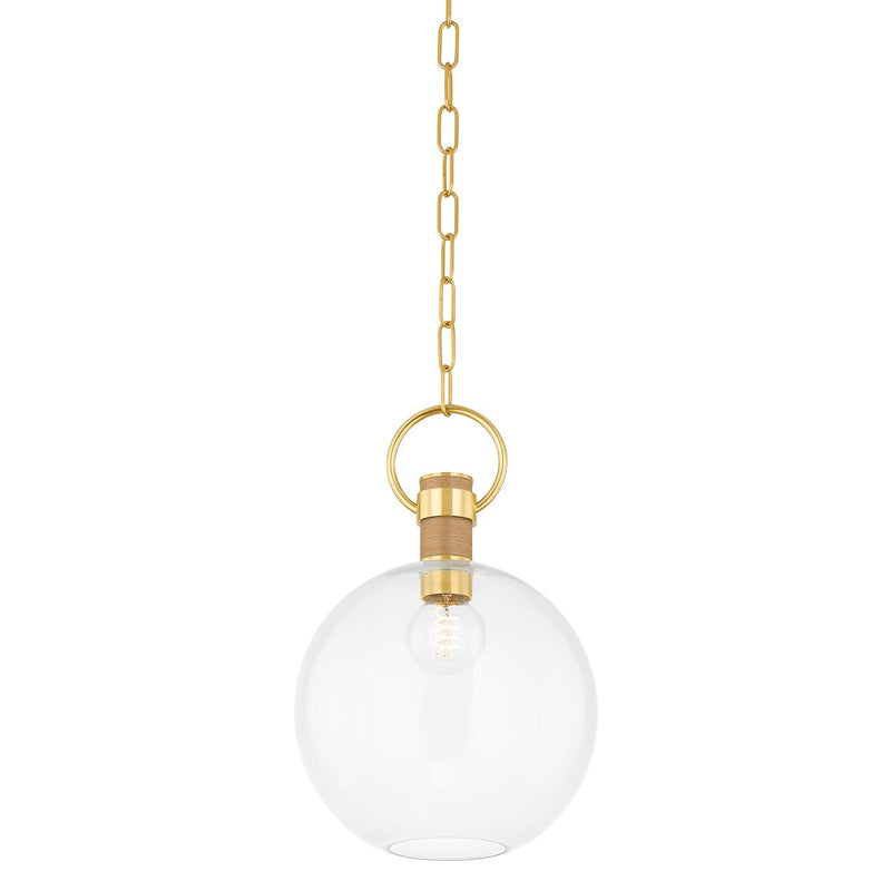 Mitzi H933701S-AGB One Light Pendant, Aged Brass