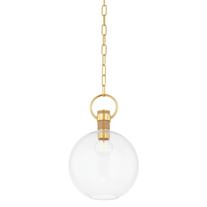 Mitzi H933701S-AGB One Light Pendant, Aged Brass
