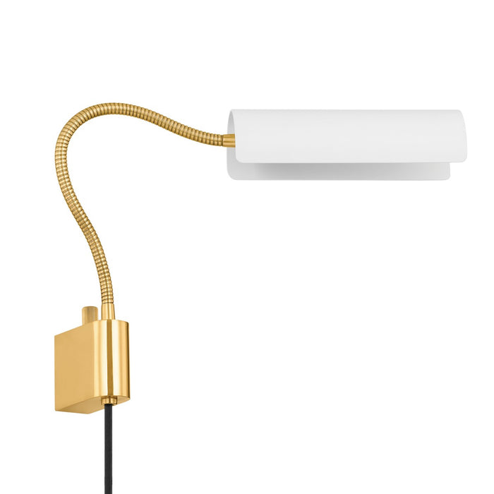 Mitzi HL842101-AGB/SWH One Light Wall Sconce, Aged Brass/Soft White