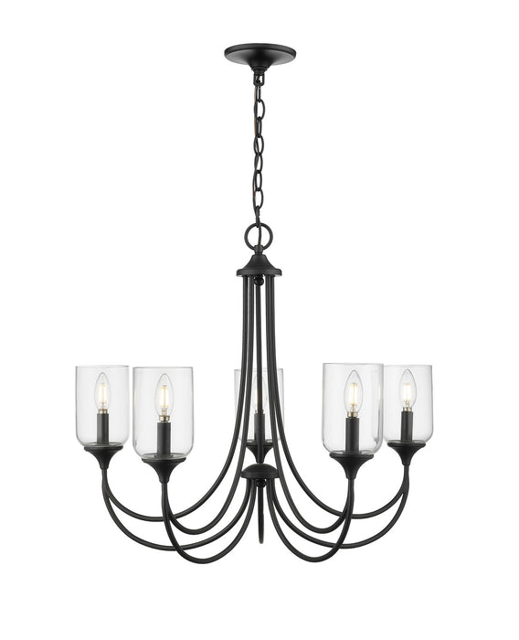 Millennium 22405-MB Five Light Chandelier, Matte Black