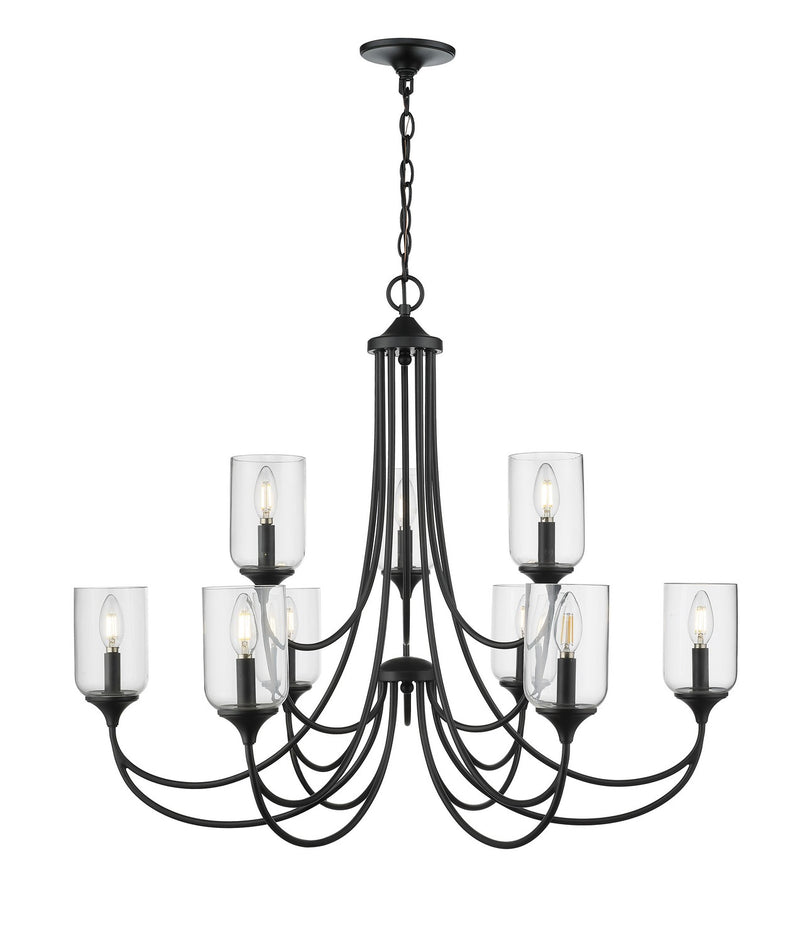 Millennium 22409-MB Nine Light Chandelier, Matte Black