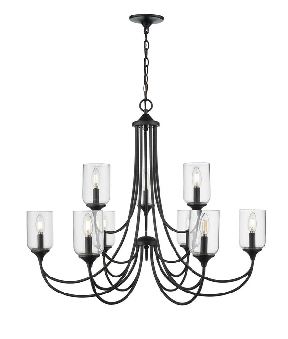 Millennium 22409-MB Nine Light Chandelier, Matte Black