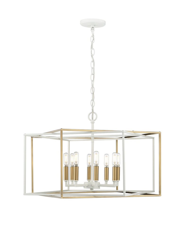 Millennium 22608-MW/VB Eight Light Pendant, Matte White/Vintage Brass