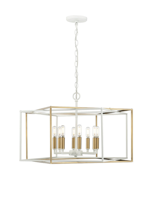 Millennium 22608-MW/VB Eight Light Pendant, Matte White/Vintage Brass