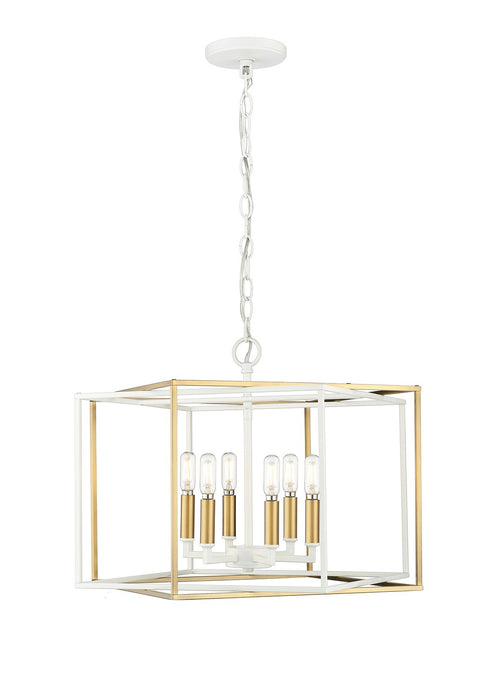 Millennium 22609-MW/VB Six Light Pendant, Matte White/Vintage Brass