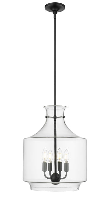 Millennium 22804-MB Four Light Pendant, Matte Black