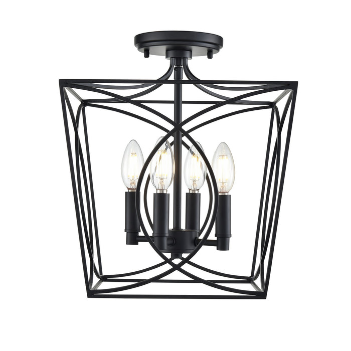 Millennium 4004-MB Four Light Semi-Flush Mount, Matte Black