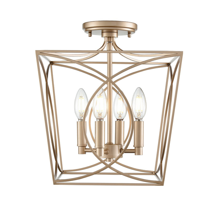 Millennium 4004-PMG Four Light Semi-Flush Mount, Painted Modern Gold