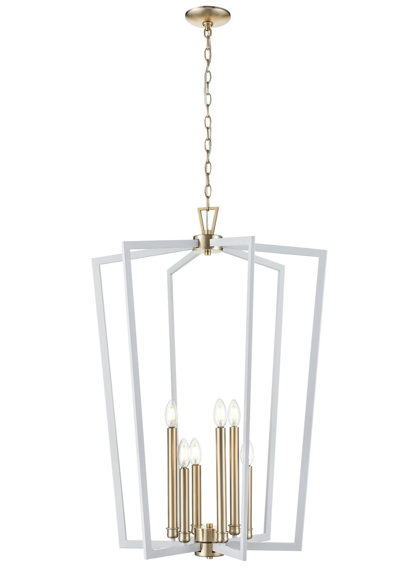 Millennium 4526-MW/MG Six Light Pendant, Matte White/Modern Gold