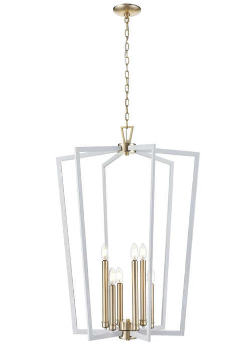 Millennium 4526-MW/MG Six Light Pendant, Matte White/Modern Gold