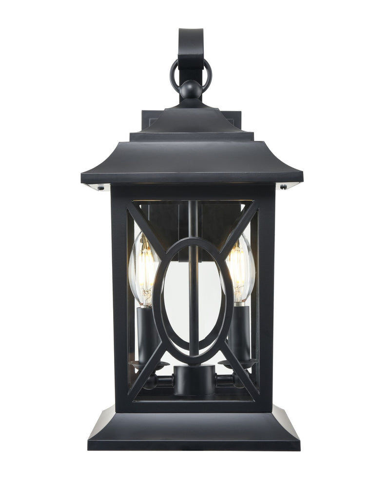 Millennium 85102-PBK Two Light Outdoor Lantern, Powder Coated Black