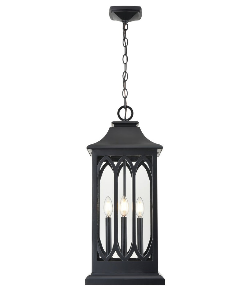 Millennium 88104-PBK Three Light Outdoor Lantern, Powder Coated Black