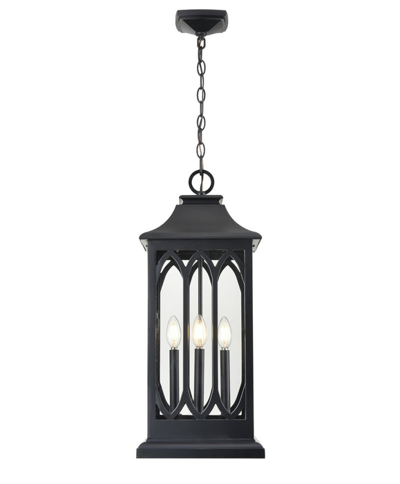 Millennium 88104-PBK Three Light Outdoor Lantern, Powder Coated Black
